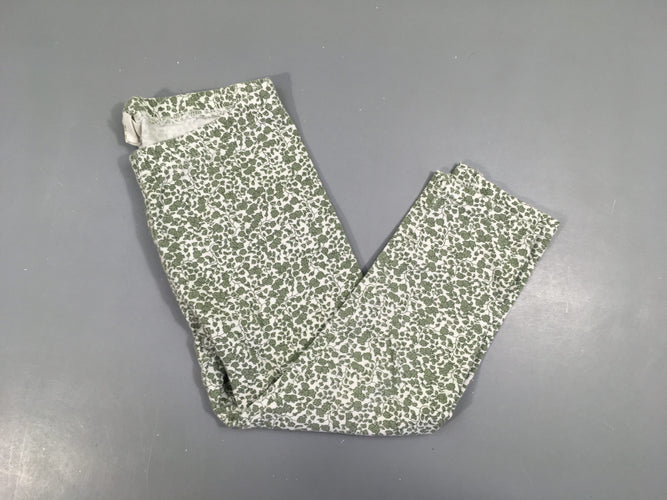 Legging blanc fleurs vertes, légèrement bouloché, moins cher chez Petit Kiwi