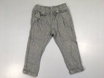 Pantalon petits carreaux gris/blanc doublé jersey noeuds