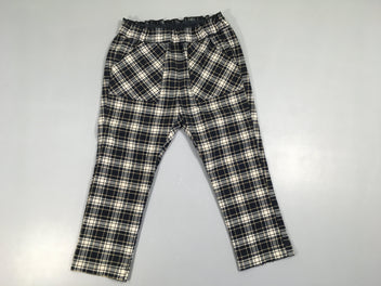 Pantalon flanelle carreaux beige/bleu foncé