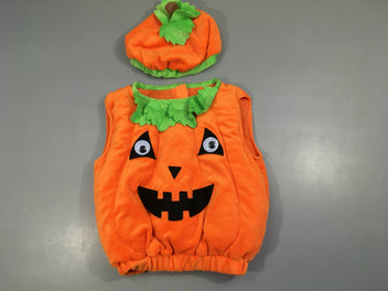 Déguisement Halloween citrouille + chapeau, 1-3ans