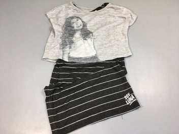 Robe débardeur rayé gris foncé/blanc + T-shit m.c gris clair Soy Luna