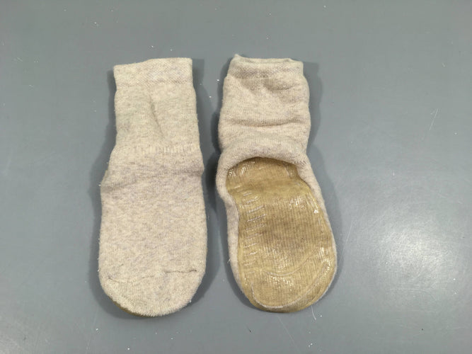 Chaussettes épaisses beige antidérapantes, moins cher chez Petit Kiwi