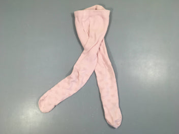 Collants rose pâle coeurs ajourés, boulochés