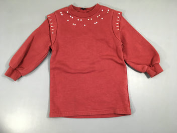 Robe sweat rose foncé pois, légèrement bouloché