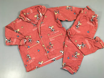 Pyjama 2 pcs flanelle rose vaches
