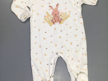 Pyjama velours blanc lapin feuillages