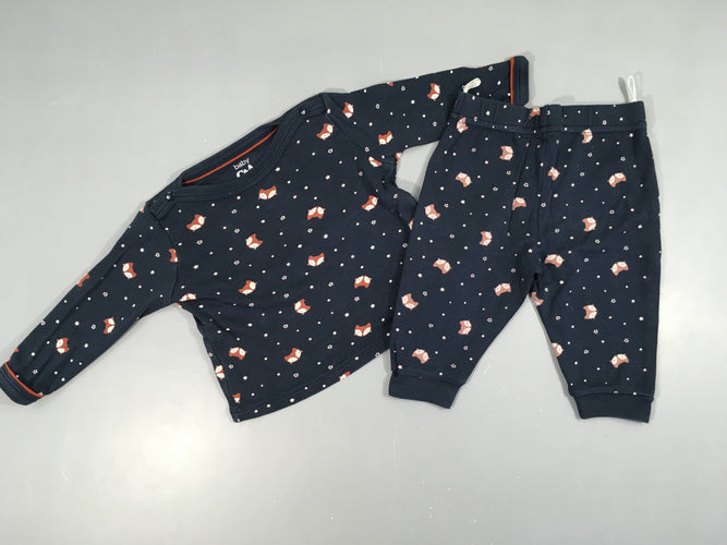 Pyjama 2pcs jersey bleu foncé renards étoiles, moins cher chez Petit Kiwi