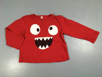 T-shirt m.l rouge visage, légèrement bouloché