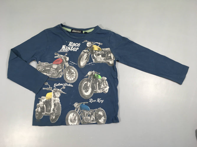 T-shirt m.l bleu motos, flocage usé, moins cher chez Petit Kiwi