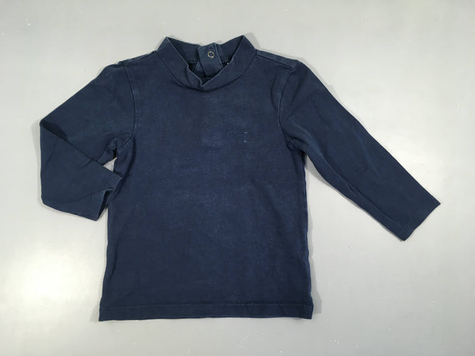 T-shirt m.l col montant bleu foncé, moins cher chez Petit Kiwi