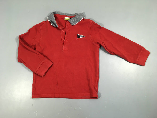 Polo m.l rouge drapeau, petite tache à la manche, moins cher chez Petit Kiwi