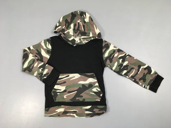T-shirt m.l à capuche noir camouflage