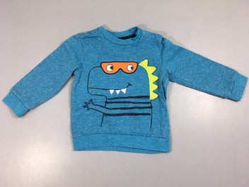 Sweat bleu chiné dino, crète en relief