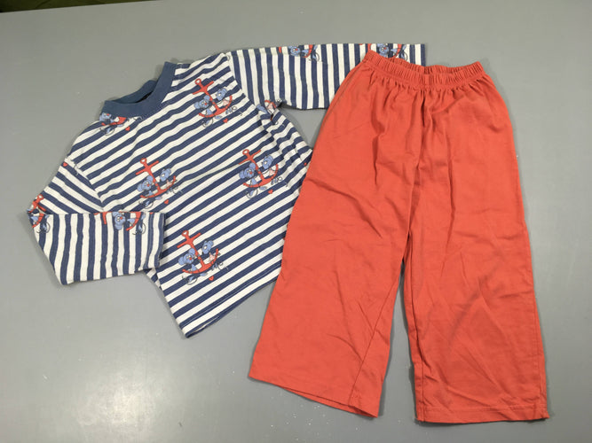 Pyjama 2pcs jersey rayé blanc/bleu souris, moins cher chez Petit Kiwi