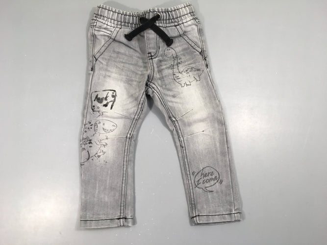 Jeans gris dino, moins cher chez Petit Kiwi