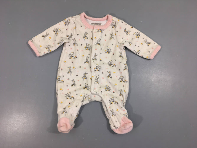 Pyjama velours blanc lapins, moins cher chez Petit Kiwi