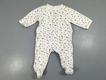 Pyjama velours blanc fleuri