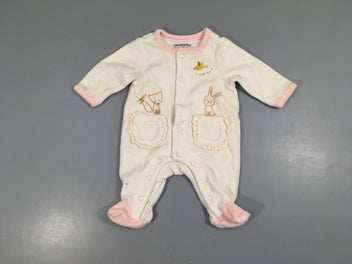 Pyjama velours blanc bords rose Lapins