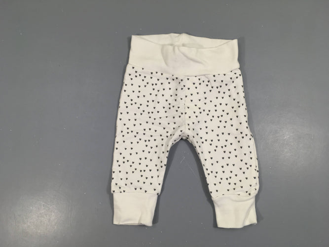 Pantalon jersey  blanc coeurs gris, moins cher chez Petit Kiwi