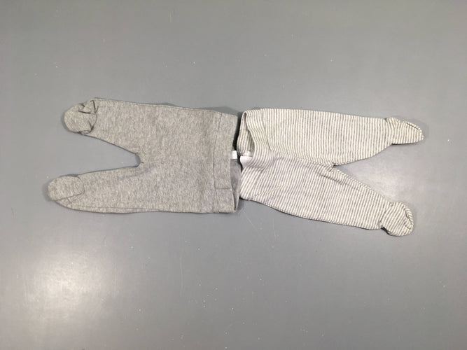 Lot de 2 Pantalons jersey à pieds gris/rayé blanc préma-44cm, moins cher chez Petit Kiwi