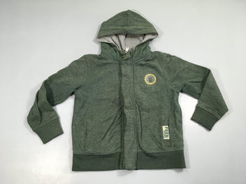 Sweat zippé à capuche vert insecte