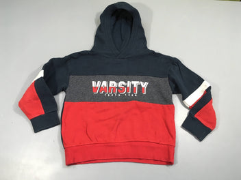 Sweat à capuche bleu foncé-rouge Warsity