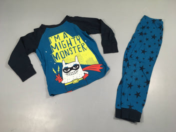 Pyjama 2pcs jersey bleu Monster