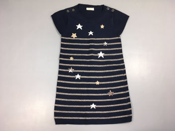 Robe pull m.c bleu rayé doré étoiles