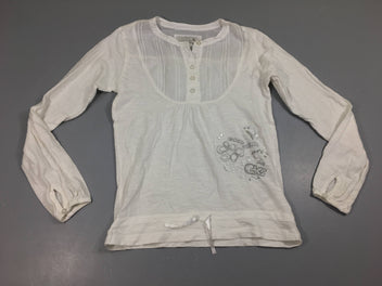 T-shirt m.l blanc flammé Good vibes argentés