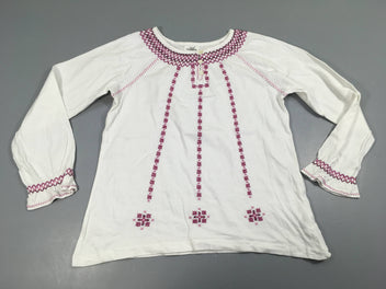 T-shirt m.l blanc points de croix roses