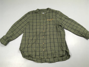 Chemisier à carreaux kaki fils métalisés sequins dorés