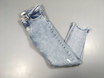 Jeans clair effet effiloché bas