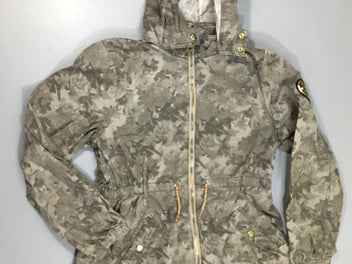 Veste coton kaki gris feuillage