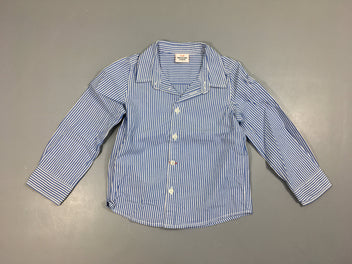 Chemise m.l blanc ligné bleu