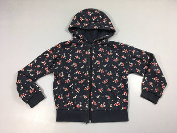Sweat zippé à capuche bleu foncé fleuri Tache blanc droite tirette!
