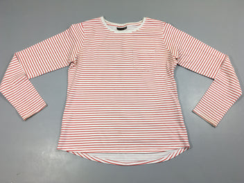 T-shirt m.l blanc rayé rouge poche