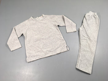 Pyjama velours gris pois roses