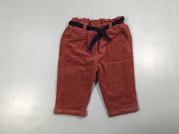 Pantalon à revers velours bordeau avec ceinture textile