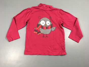 T-shirt m.l rose col montant hiboux