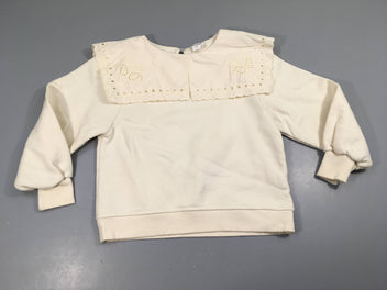 Sweat écru col dentelle