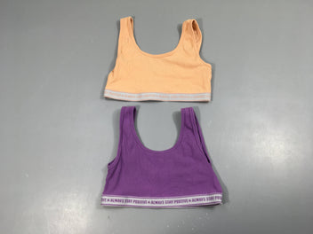 2 brassières mauve/saumon positive