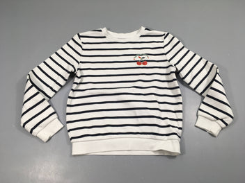 Sweat blanc rayé bleu marine Cerises