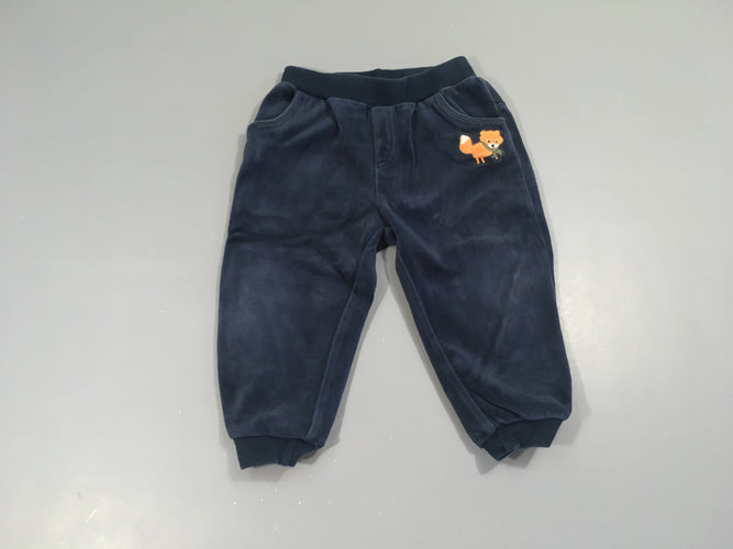 Pantalon velours bleu foncé renard, moins cher chez Petit Kiwi