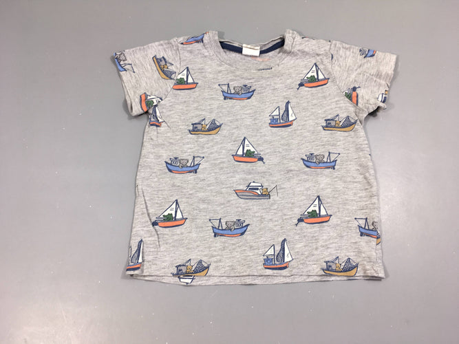 T-shirt m.c gris chiné bateux, moins cher chez Petit Kiwi