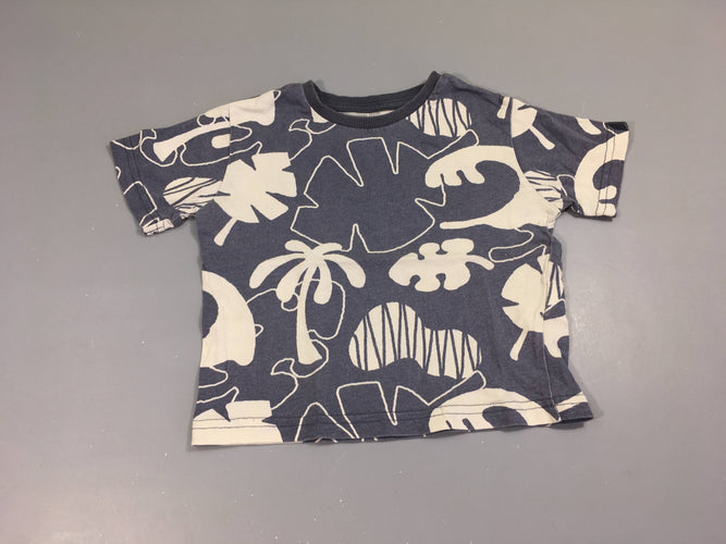T-shirt m.c bleu motifs blancs, moins cher chez Petit Kiwi