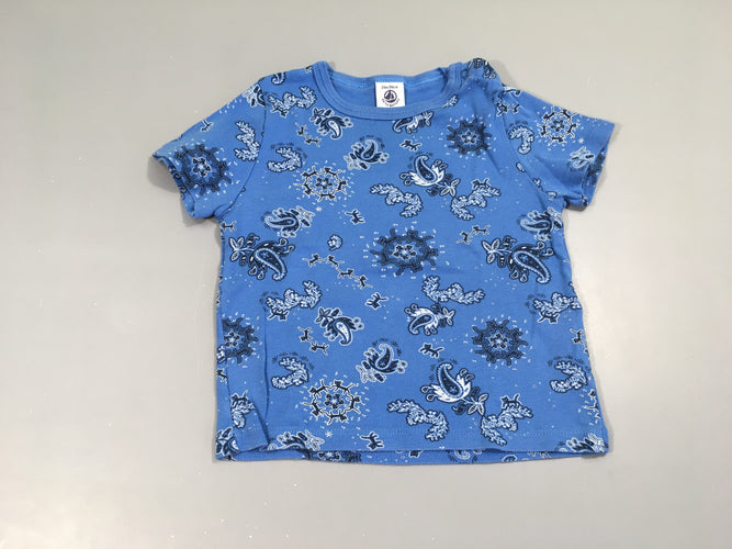 T-shirt m.c bleu motifs légèrement bouloché, moins cher chez Petit Kiwi