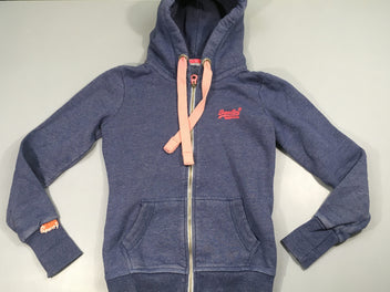 Sweat zippé à capuche bleu rose