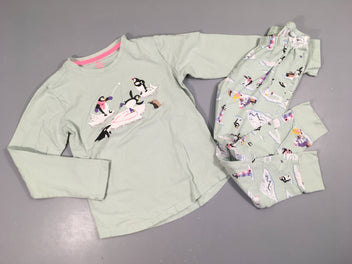 Pyjama 2pcs jersey vert d'eau banquise Floc craquelé