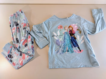 Pyjama 2pcs jersey bleu Reine des neiges , Elsa et Anna
