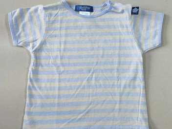 T-shirt m.c blanc ligné bleu clair